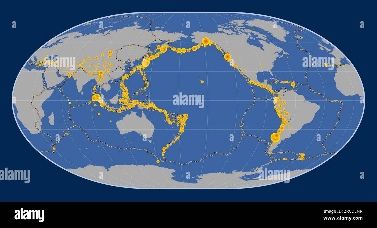 Shape of the Tonga tectonic plate on the solid contour map in the