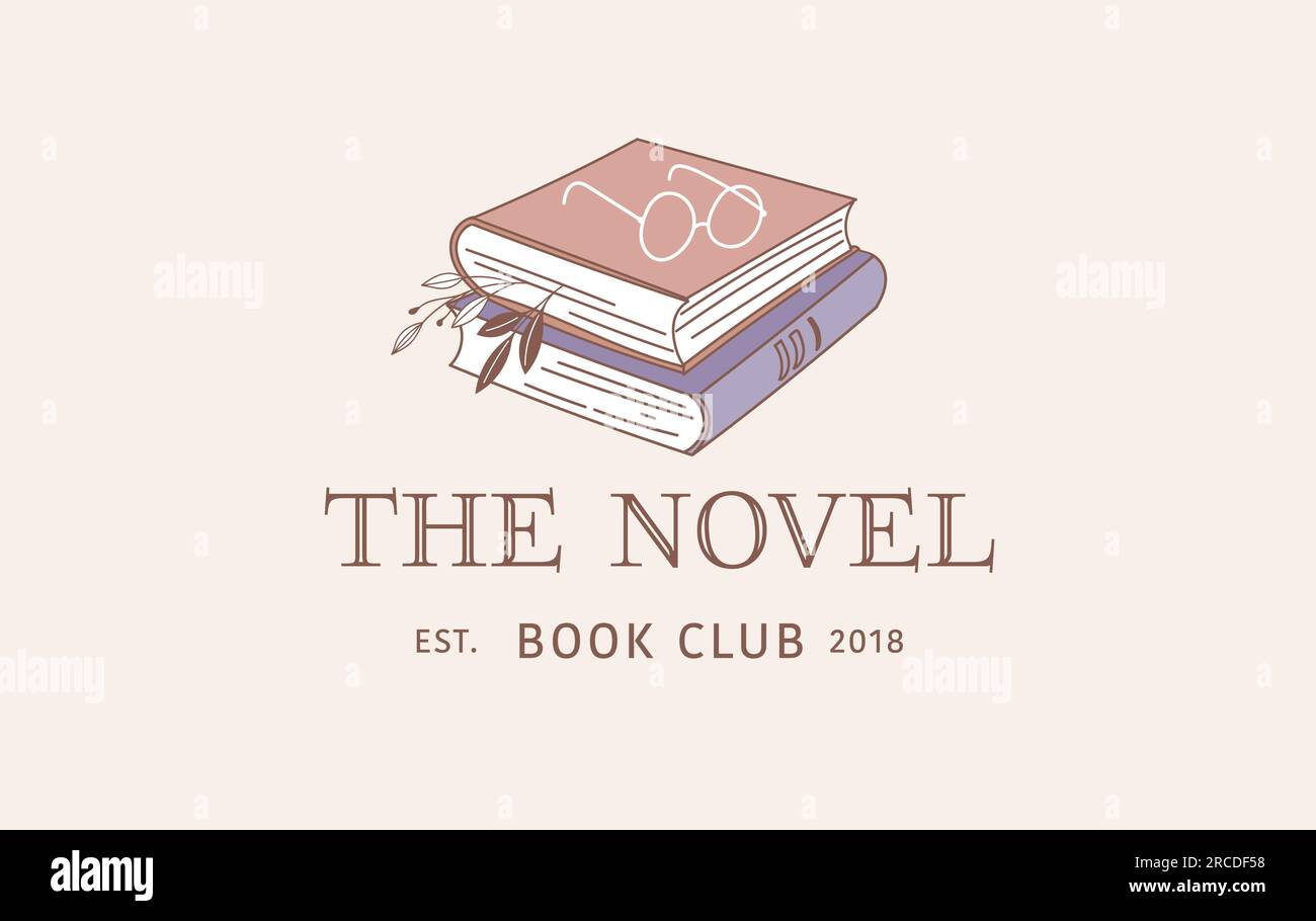 Hand drawn pastel colors books illustration, print and logo. Vintage ...
