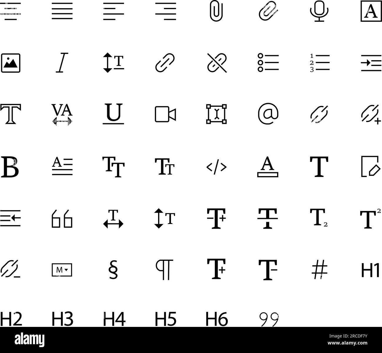 Vector document and text editing icon set Stock Vector