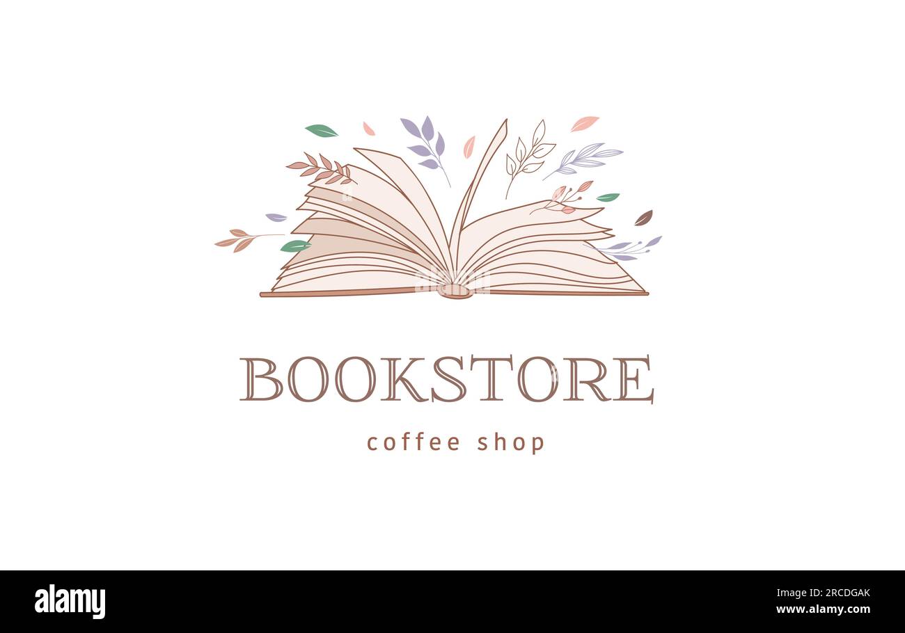Hand drawn pastel colors books illustration, print and logo. Vintage ...