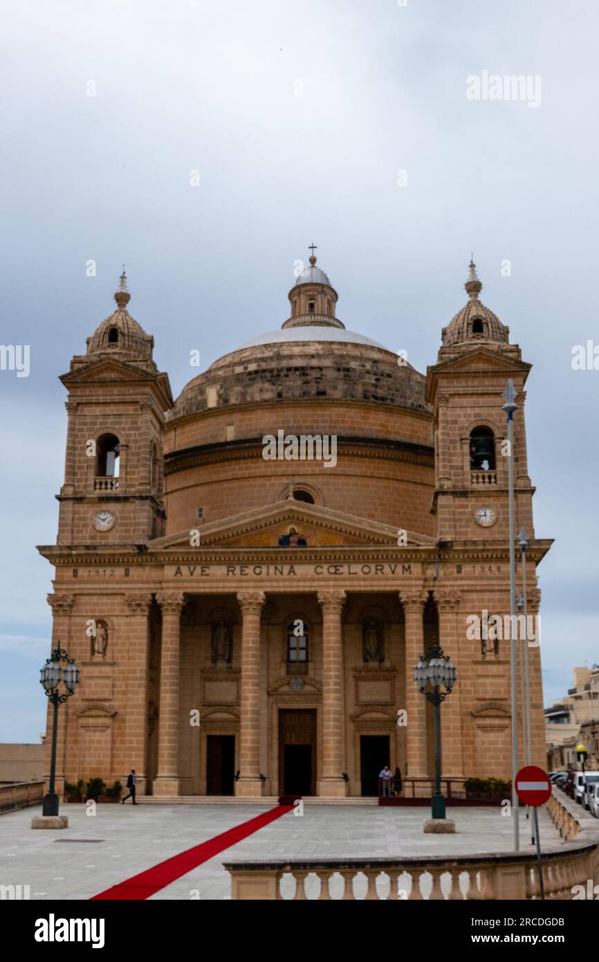 Mgarr, Malta, 30 April 2023. Parish Church of the Assumption of the Blessed Virgin Mary into Heaven Stock Photo