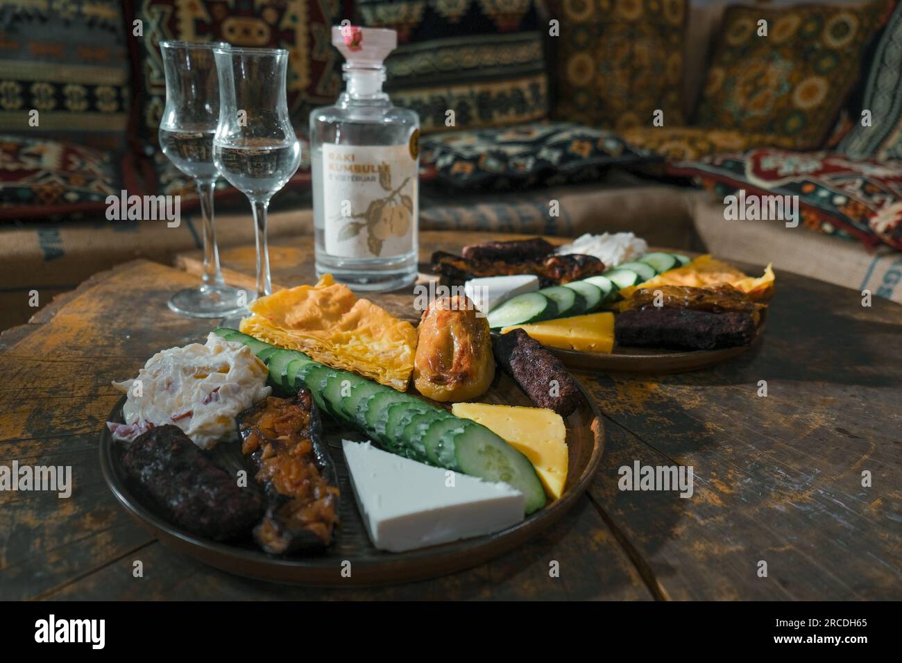 Tirana, Albania. June 2023: Traditional Albanian food restaurant in the