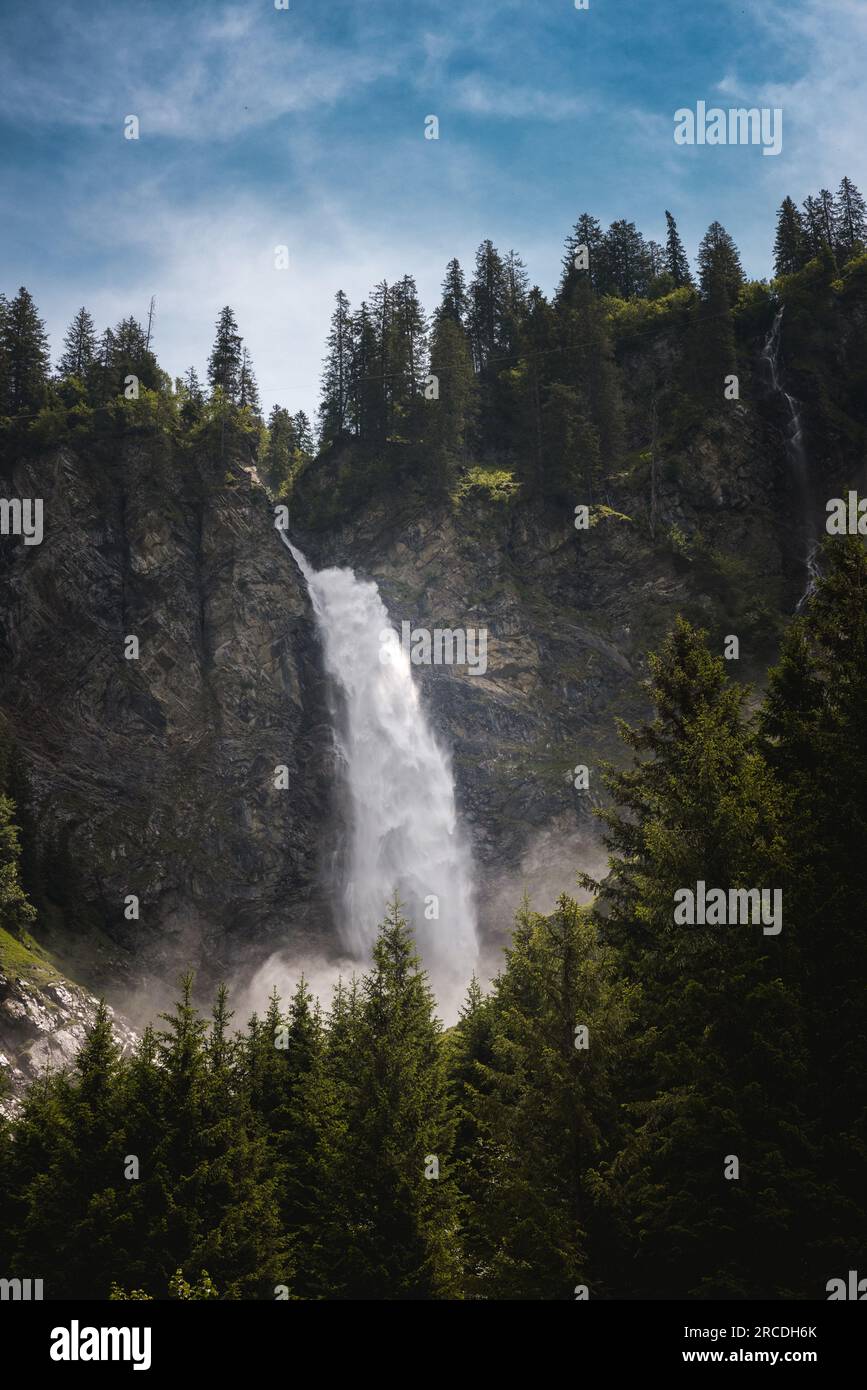 Stäuber Waterfall in Schächental, Uri in summer Stock Photo