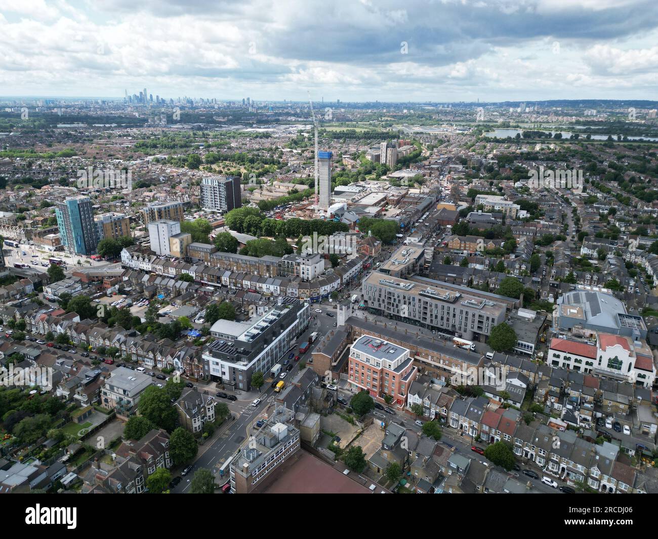 Walthamstow central East London drone, aerial Stock Photo