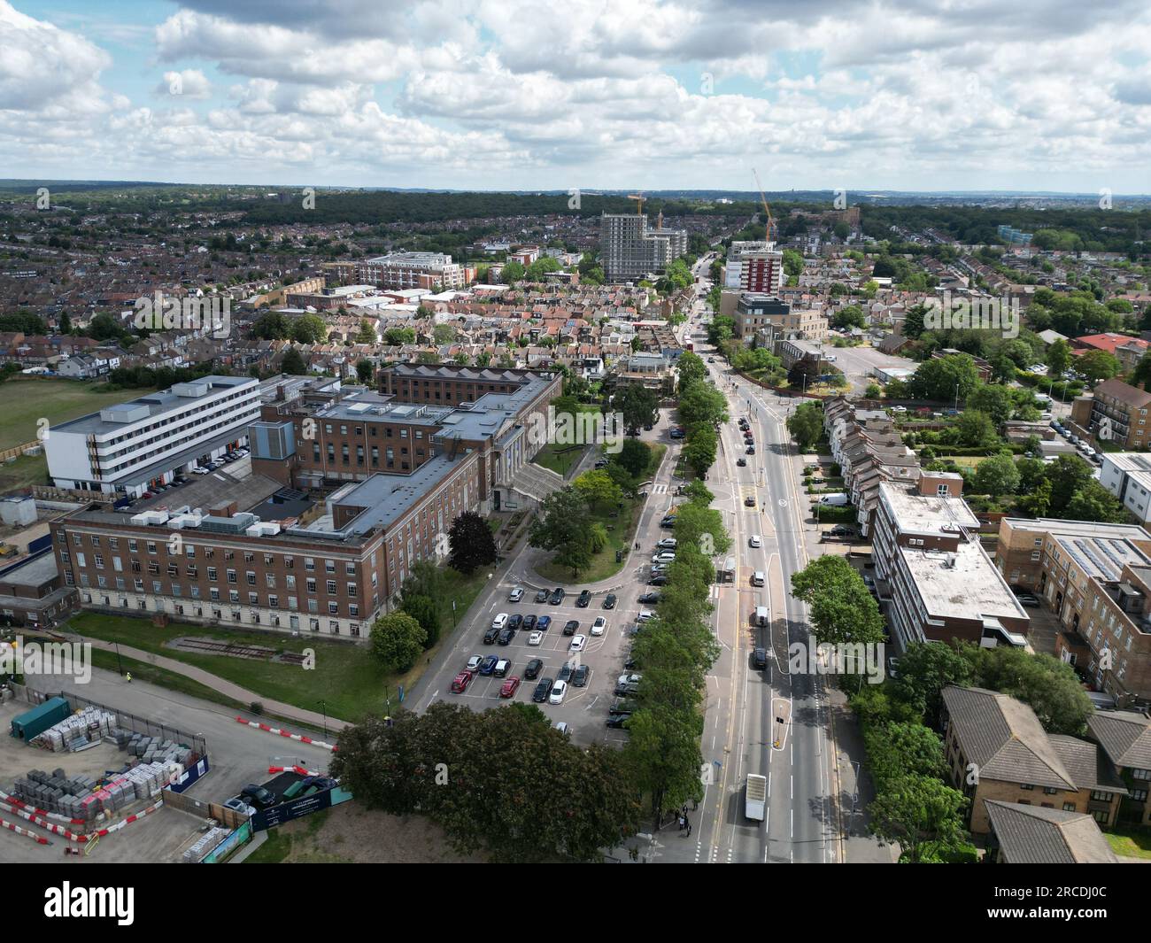 Walthamstow Forest road East London drone, aerial Stock Photo