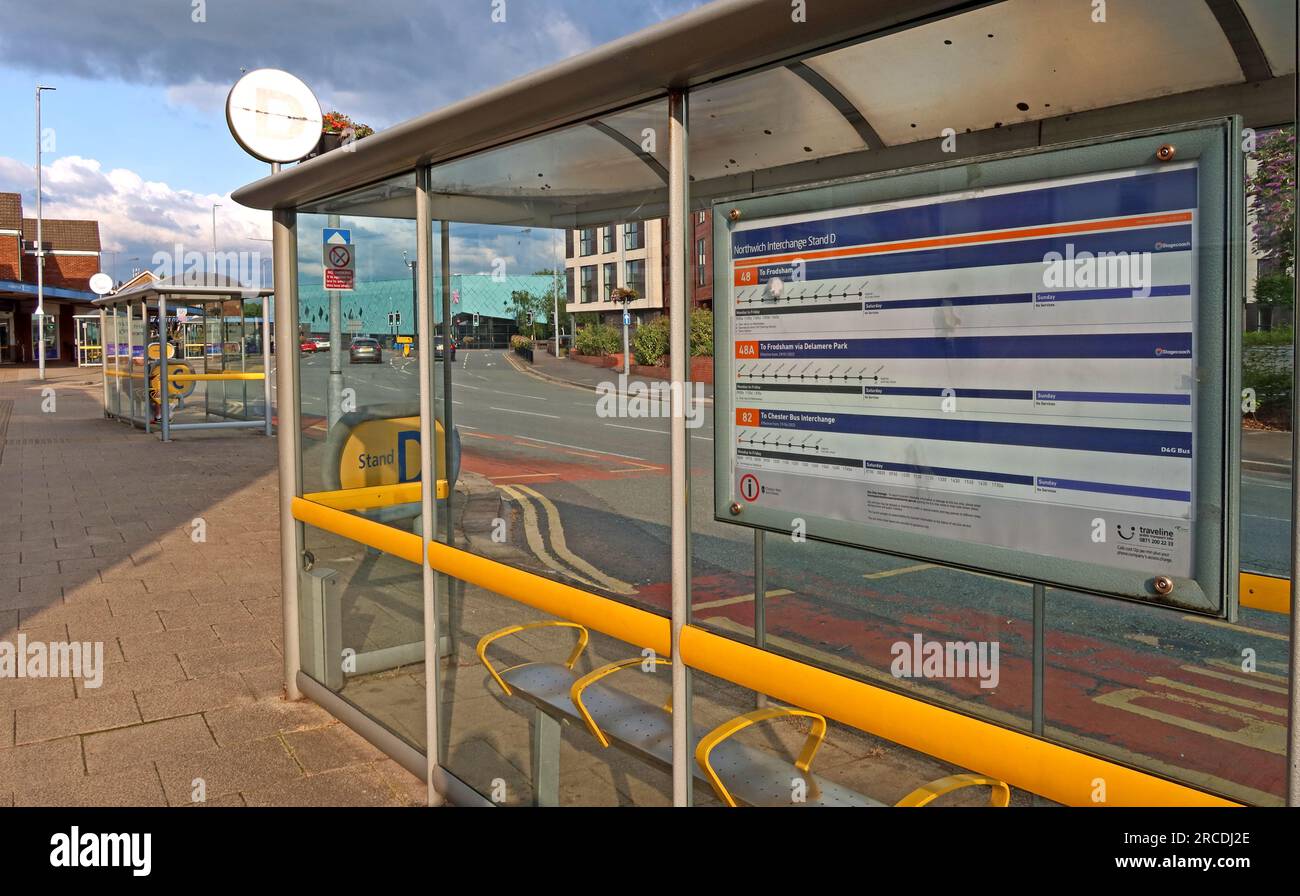 Northwich bus and travel Interchange, routes, timetables, Watling Street, Northwich, Cheshire, England, UK, CW9 5EX Stock Photo