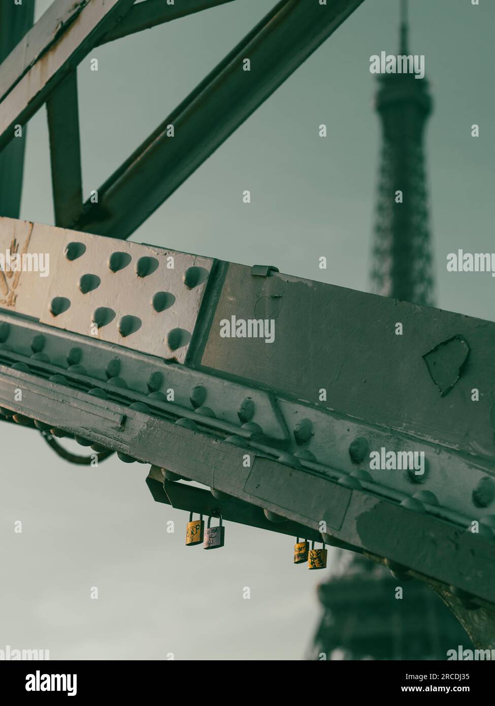 View of the Eiffel Tower, Tourist Padlocks on the Passerelle Debilly