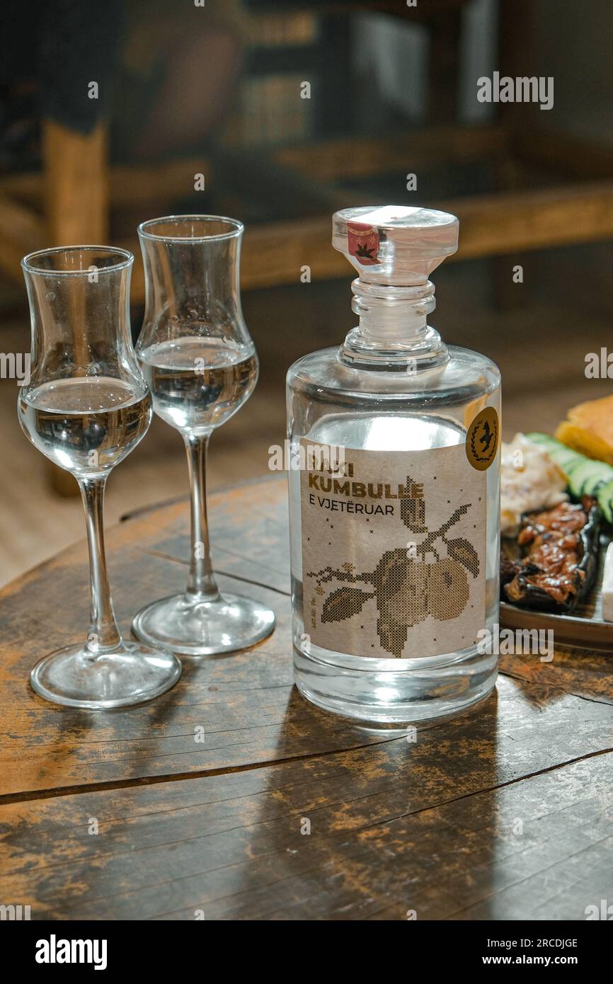 Tirana, Albania. June 2023: Traditional Albanian food restaurant in the