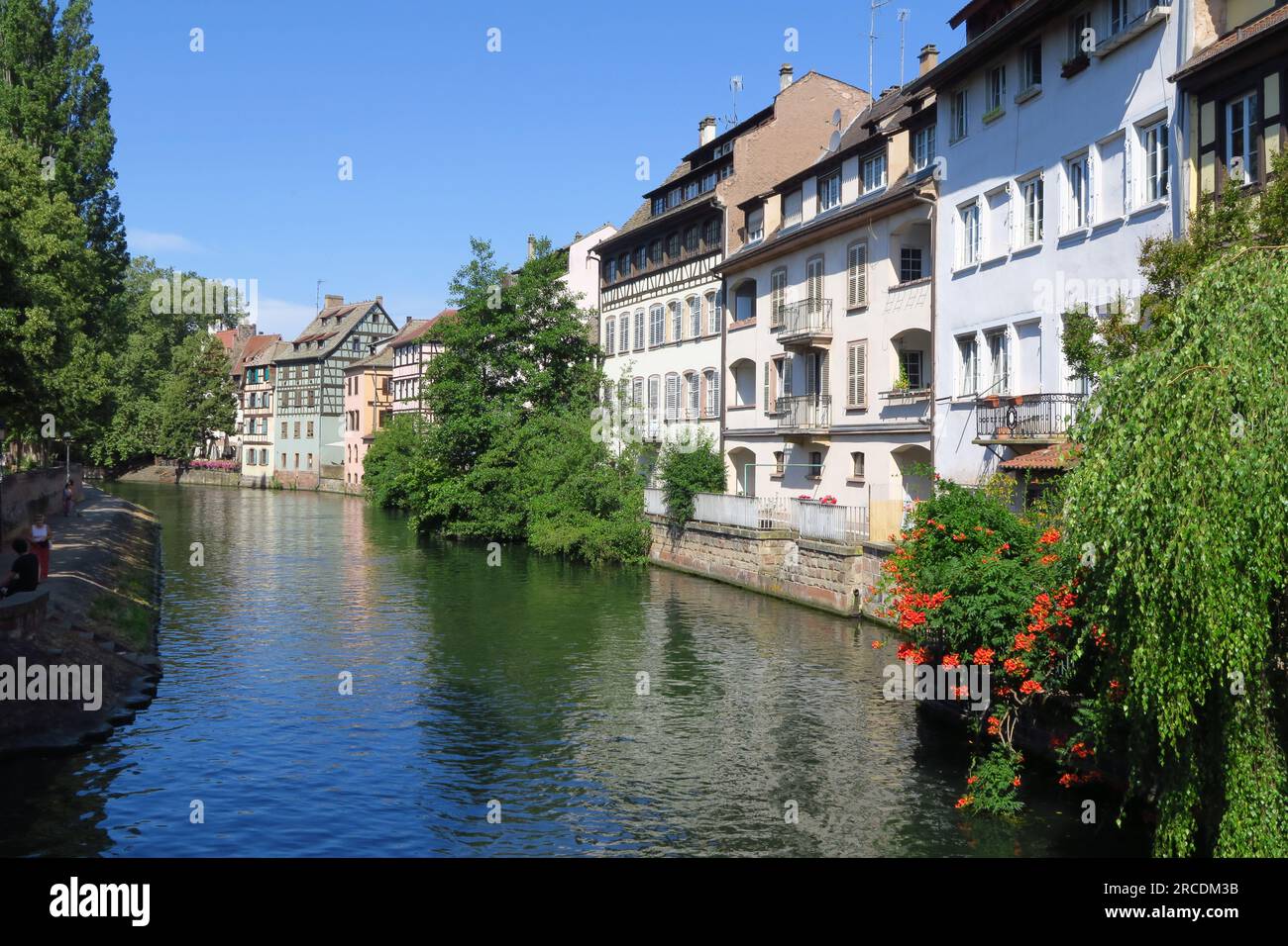 Waterfront buildings in the area known as Petite France in the French town of Strasbourg which lies on the River Rhine Stock Photo