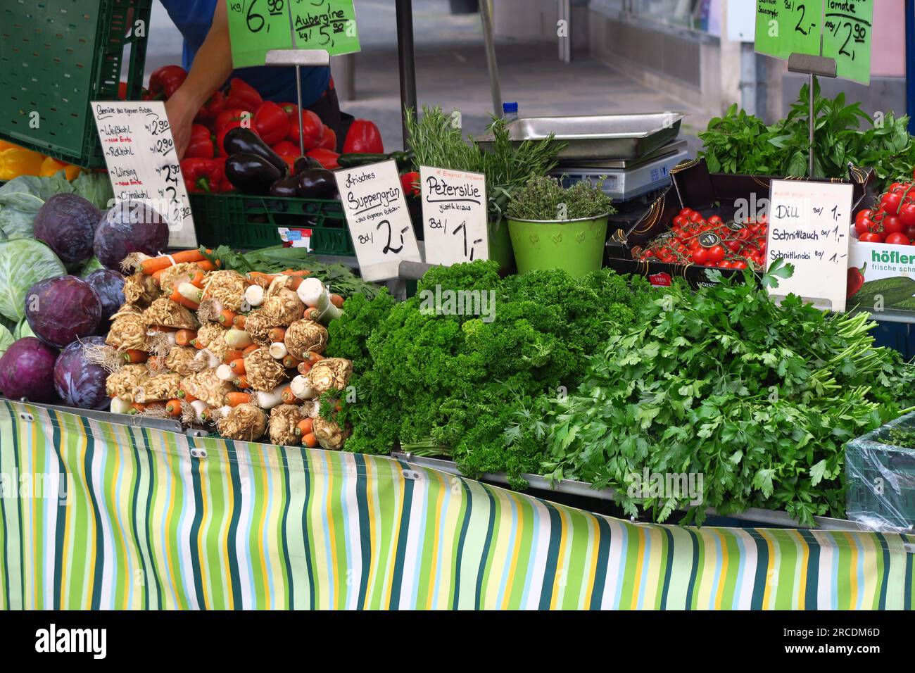 Market stalls in the German town of Mainz Stock Photo