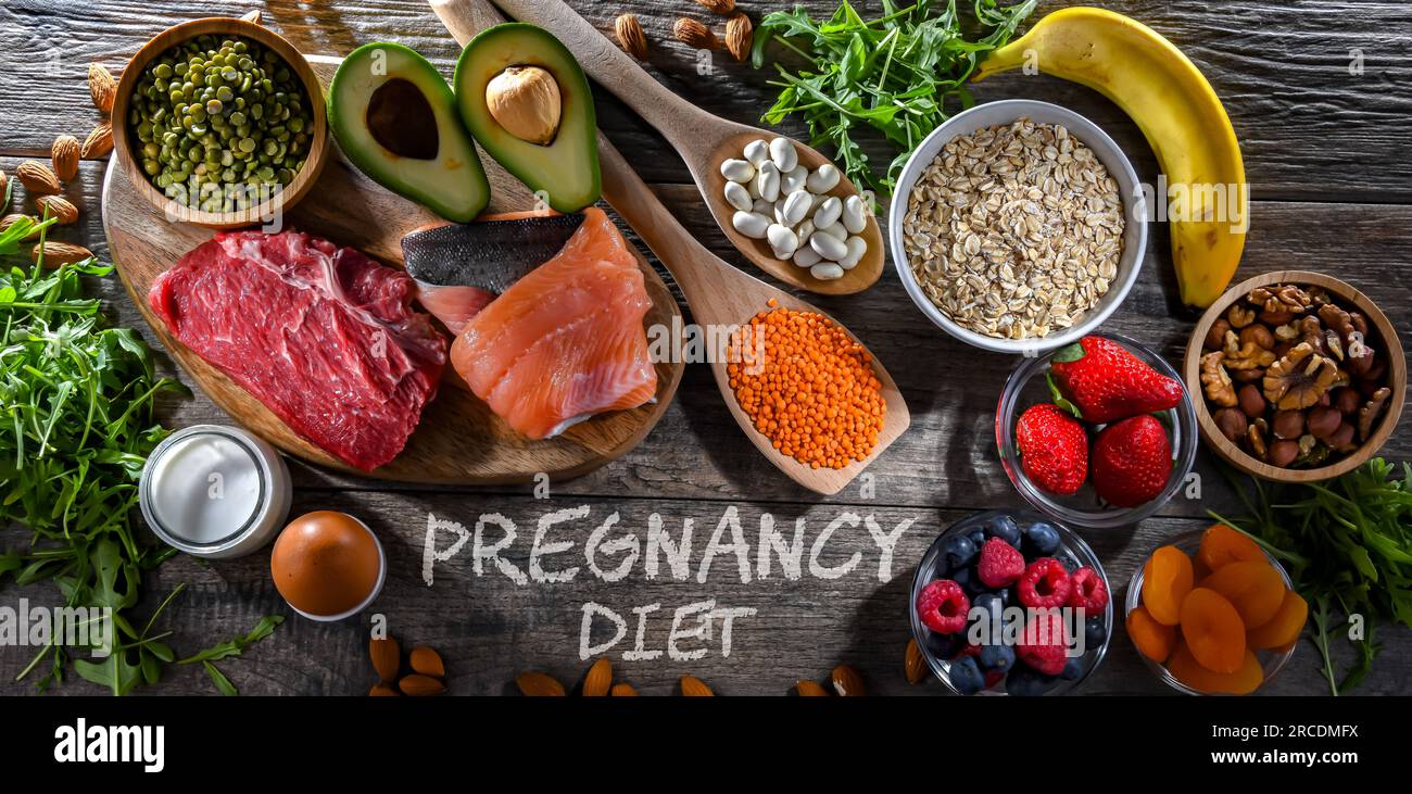 Food products for pregnancy. Healthy diet Stock Photo Alamy