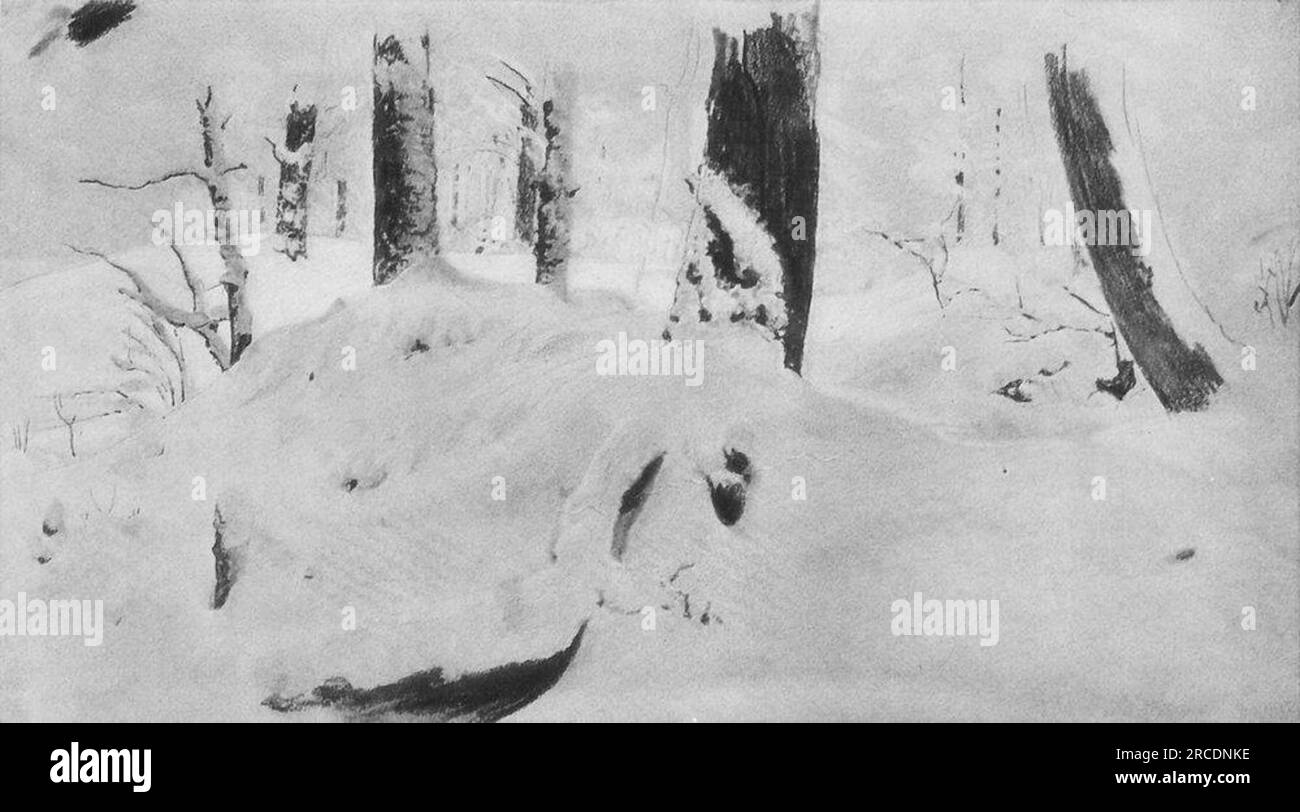 Forest under the snow by Ivan Shishkin Stock Photo - Alamy