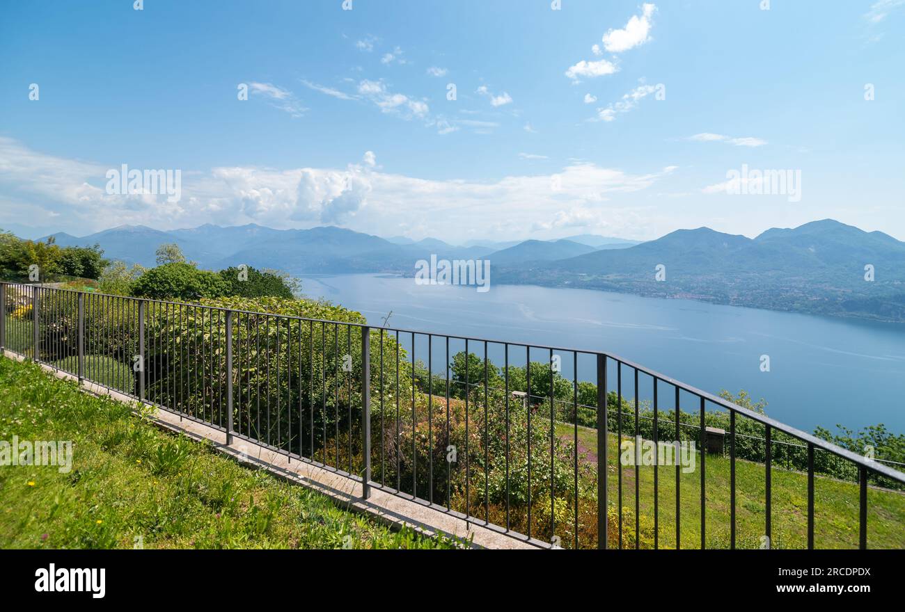 Panoramic view to lake Maggiore from village Pollina in Verbania, Italy Stock Photo