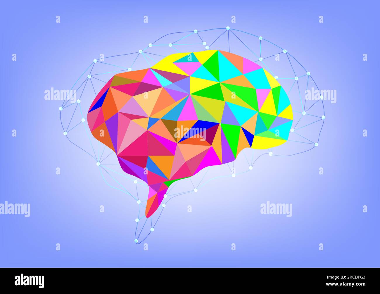 Abstract backgrounds brain thinking communication network cyberspace polygon artificial digital vector illustration Stock Vector