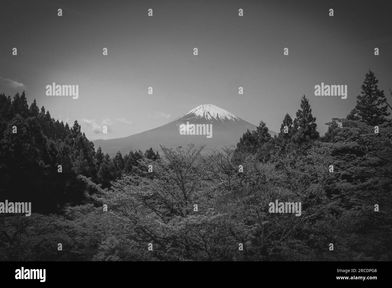 Monocrematic photo of Mt Fuji Japan Stock Photo