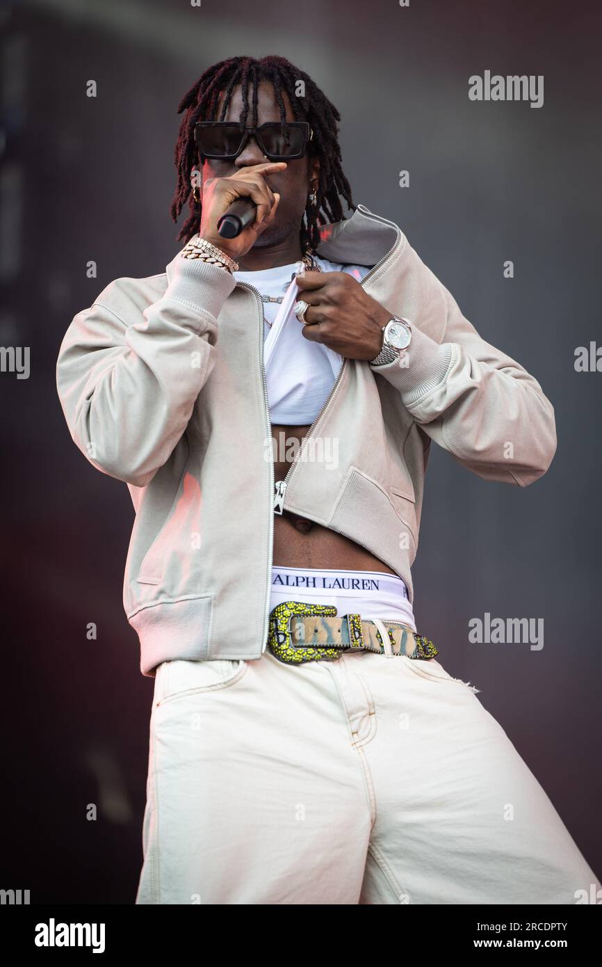 Tonsberg, Norway. 12th, July 2023. The Nigerian singer and rapper Rema performs a live concert