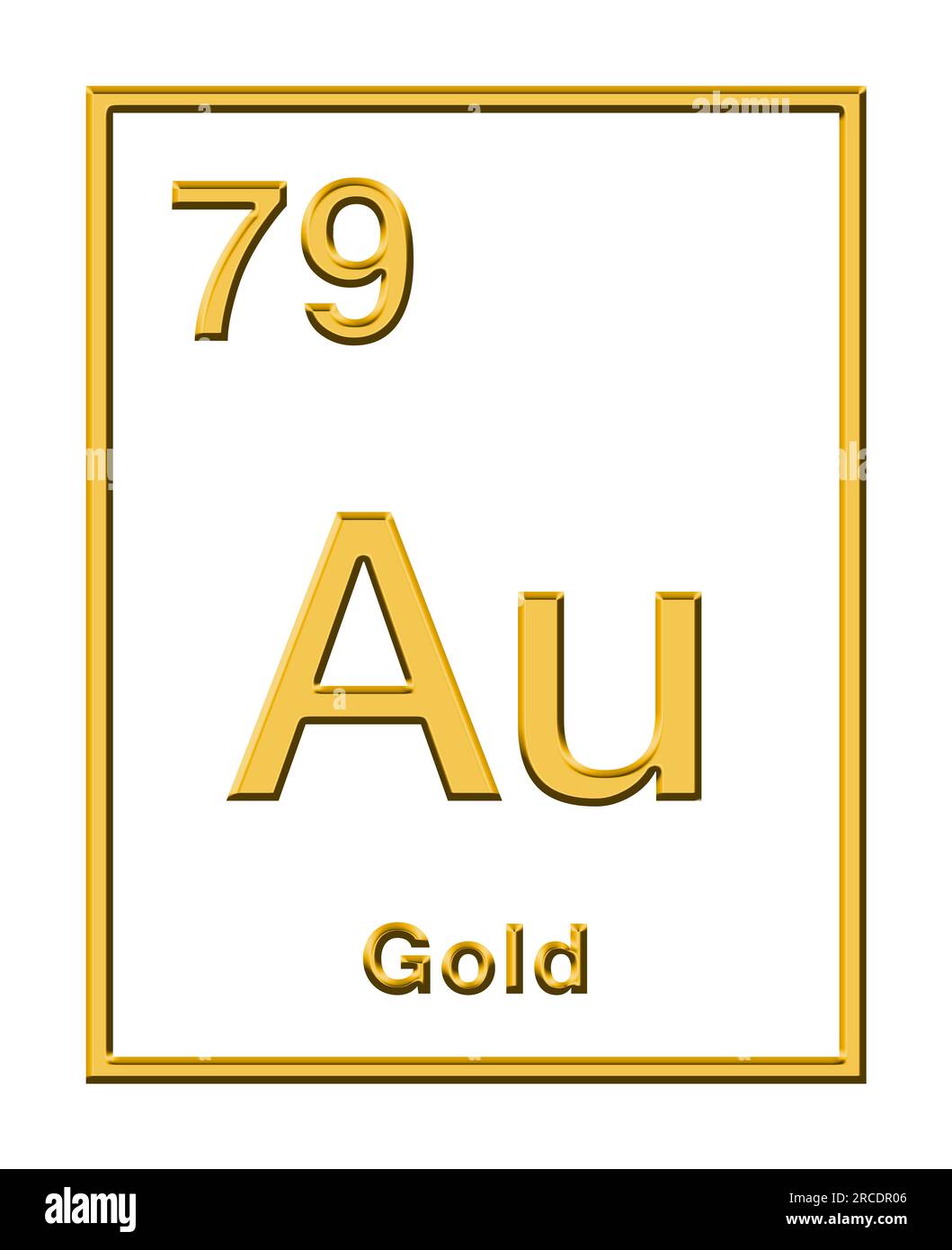 Gold, chemical element from periodic table, with relief shape. Noble ...