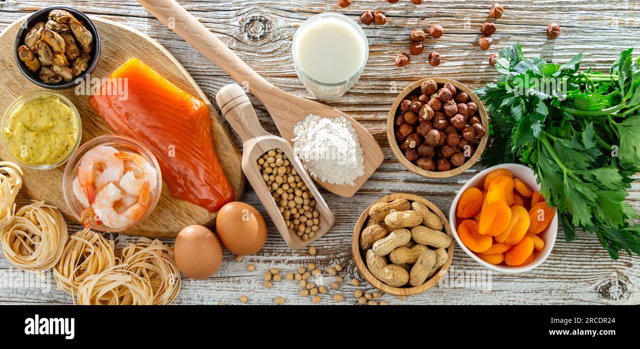 Composition with common food allergens including egg, milk, soya, nuts ...