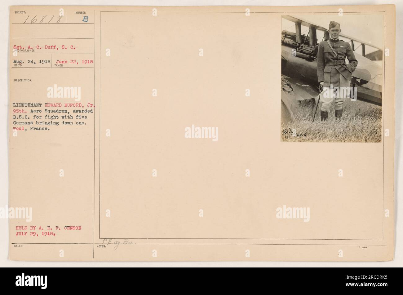 Image of sgt a c duff of the signal corps taken on june 22 1918 it