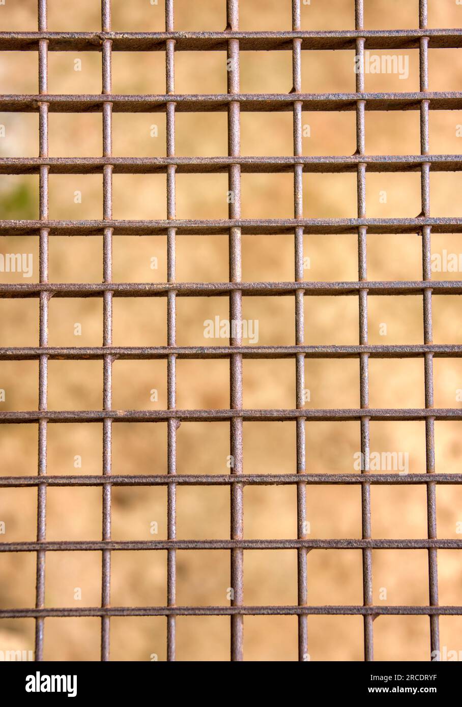 metal texture of rusty squares from a vintage industrial staircase Stock Photo