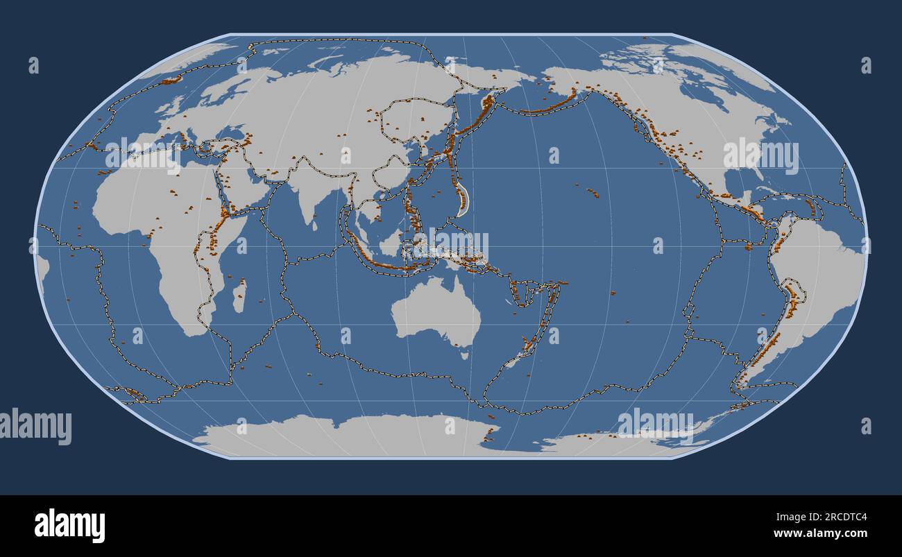 Shape of the Mariana tectonic plate on the solid contour map in the