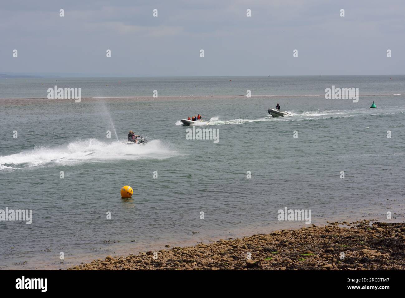 Boats entering the Teign estuary during the Teignmouth airshow 2023
