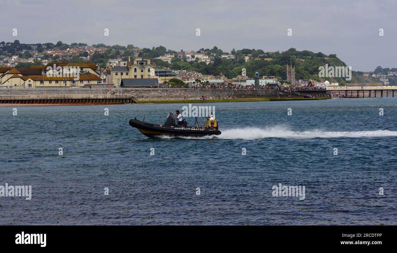The Harbour Master's boat entering the Teign estuary during the