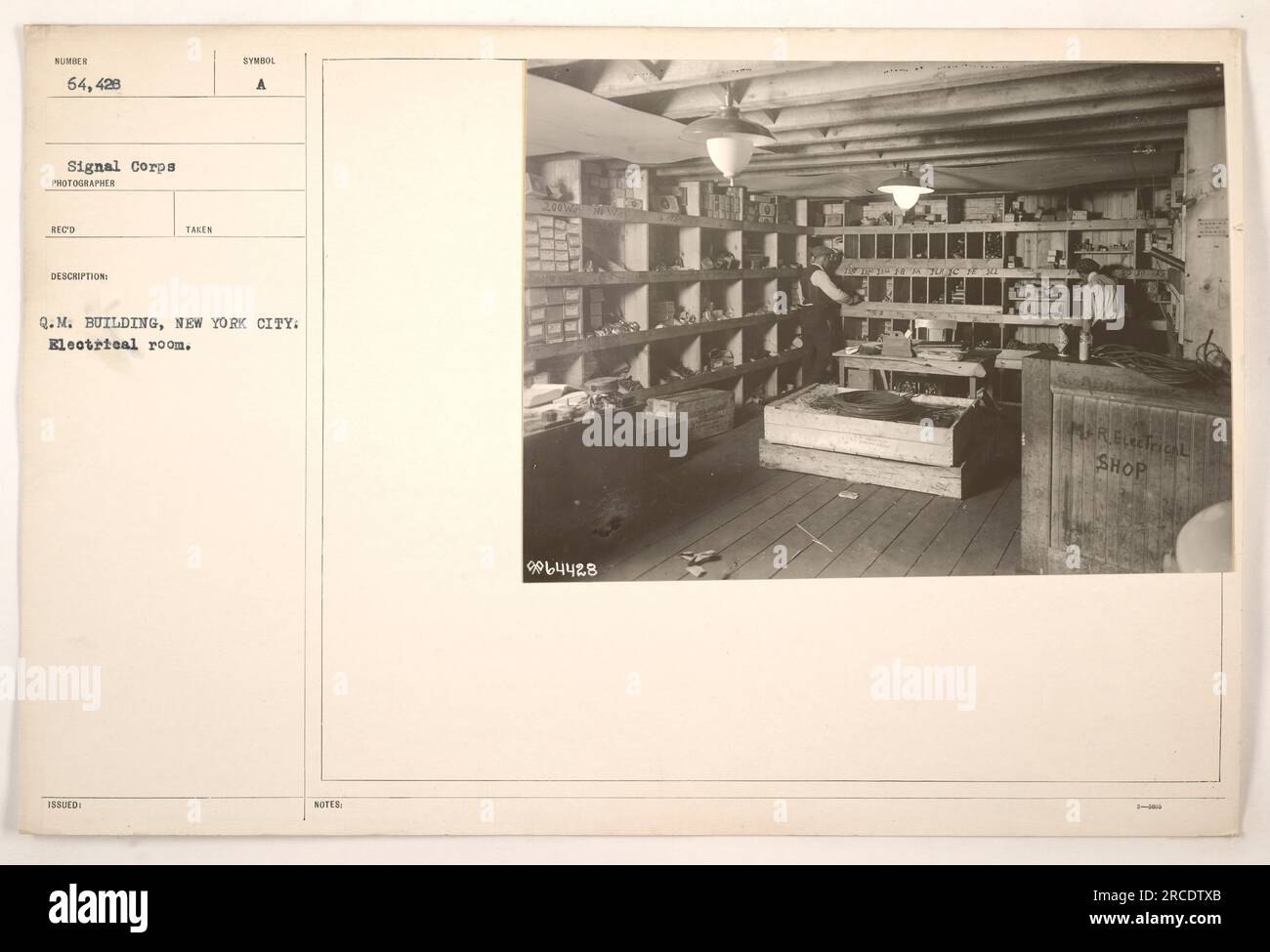 Interior of the electrical room in the Q.M. building located in New