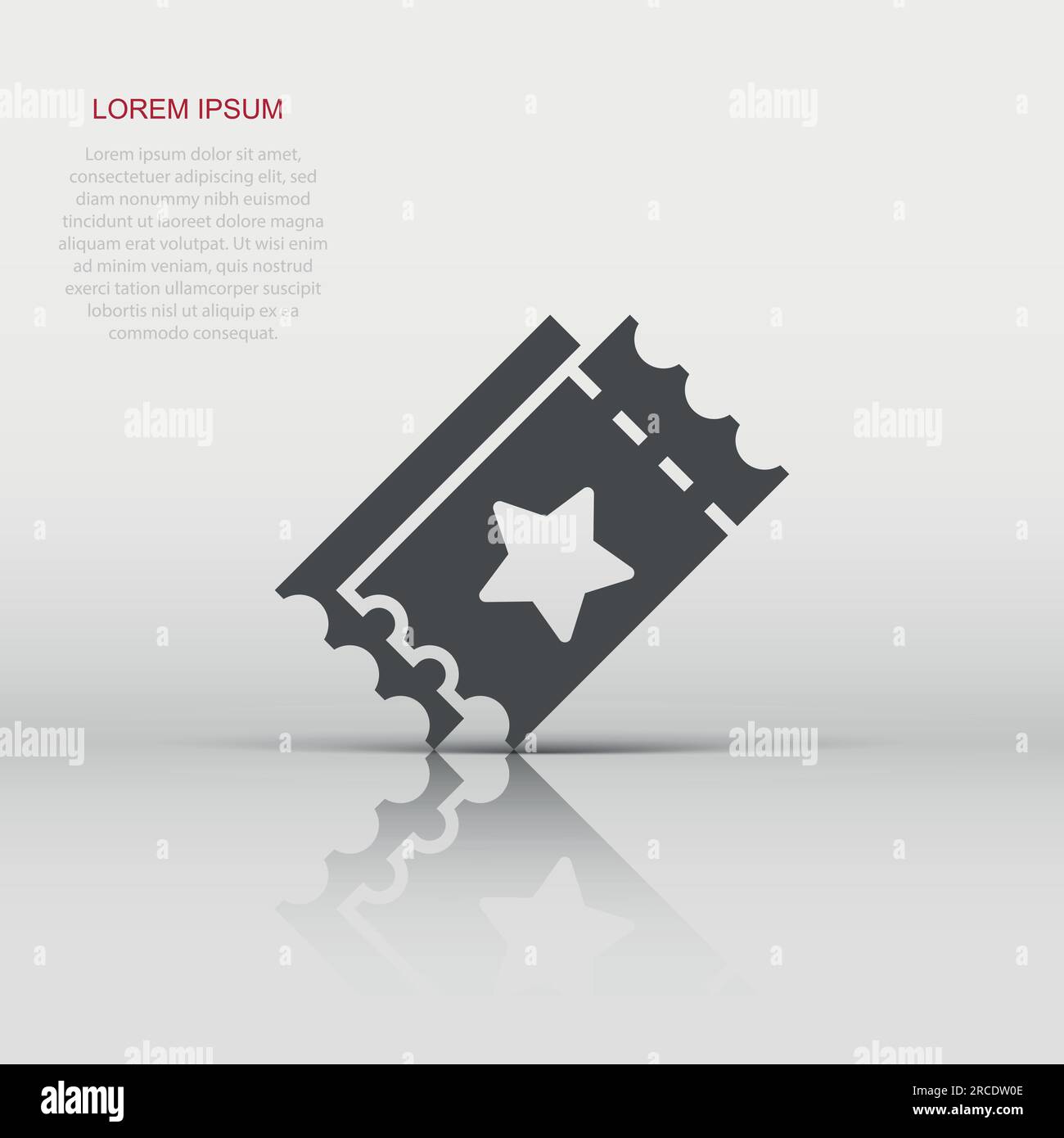 Cinema ticket icon in flat style. Admit one coupon entrance vector ...