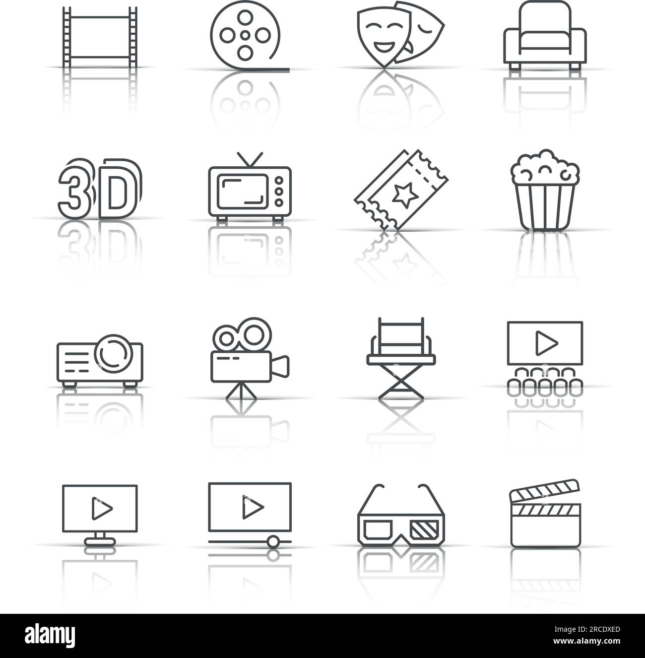 Cinema line icon in flat style. Entertainment set vector illustration ...