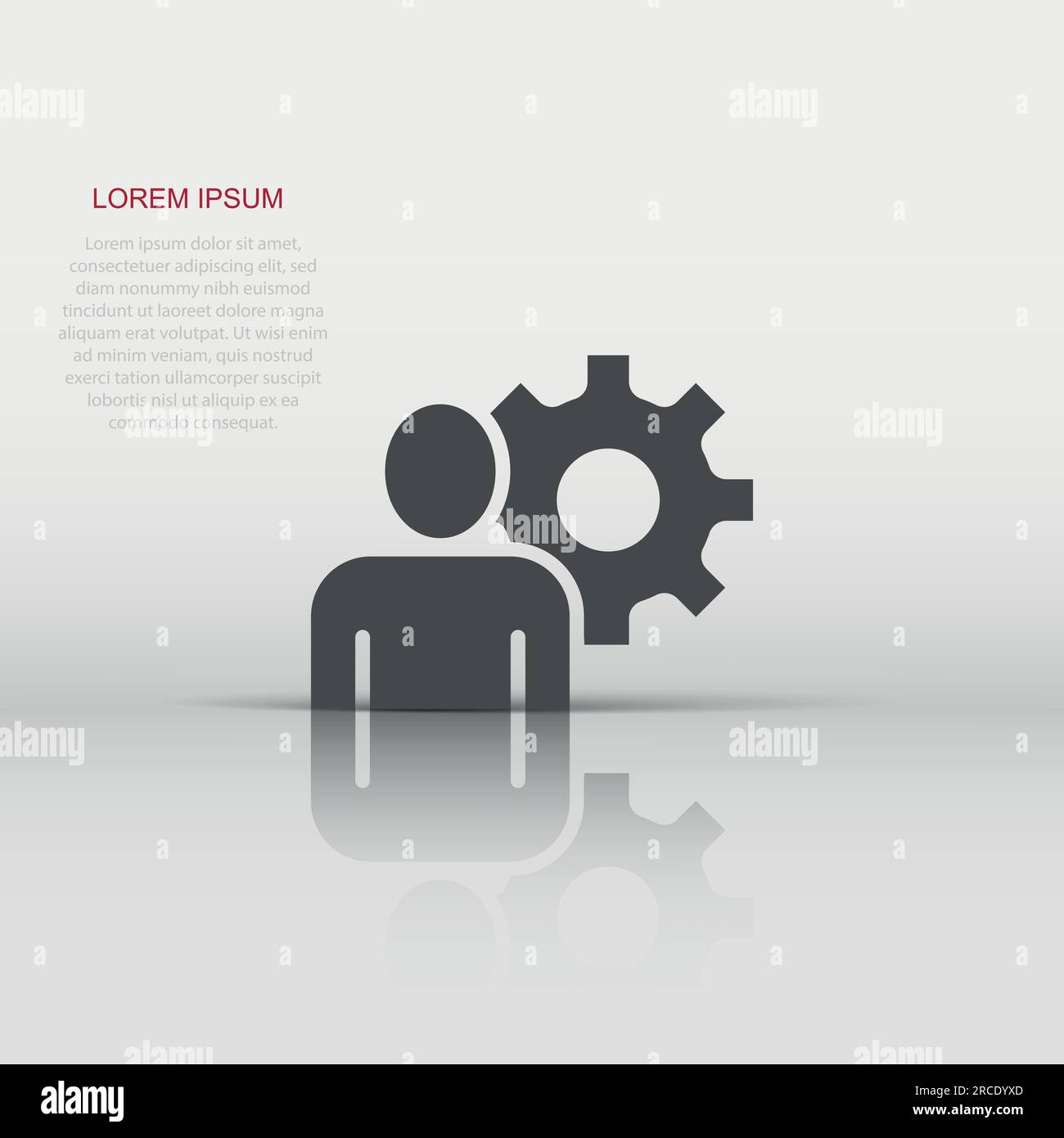 People with gear icon in flat style. Person cogwheel vector ...