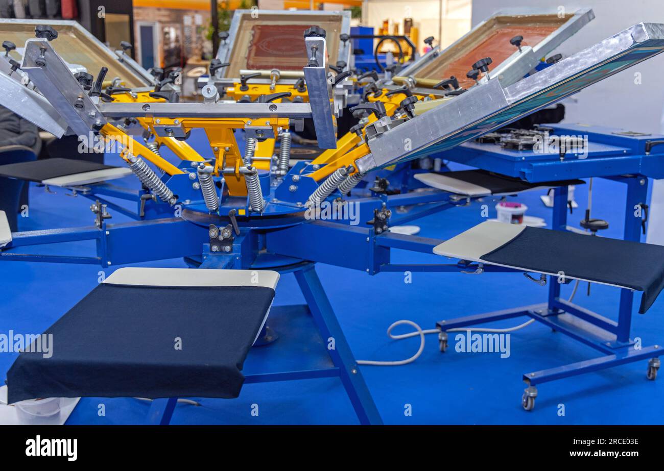 Automated Screen Printing Machine Carousel in Print Office Stock Photo ...