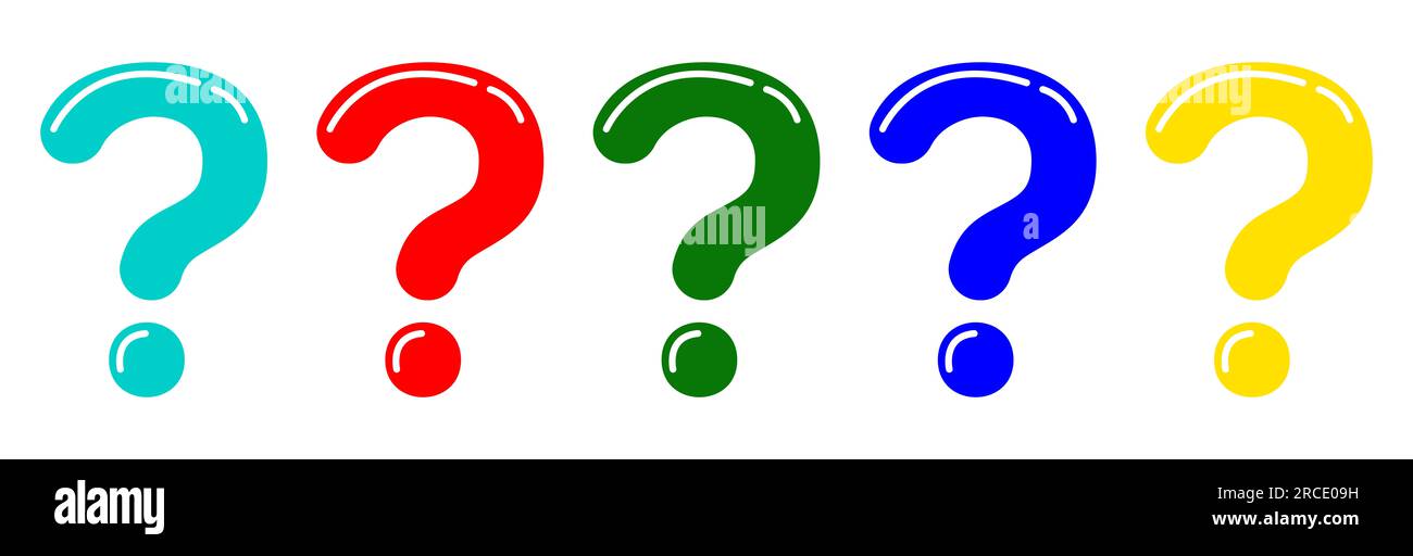 Colorful balloon question mark collection on white background ...