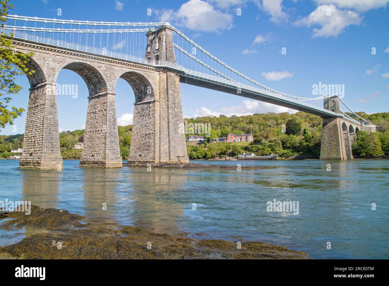 Menai Suspension Bridge Crossing The Menai Strait From The Isle Of 