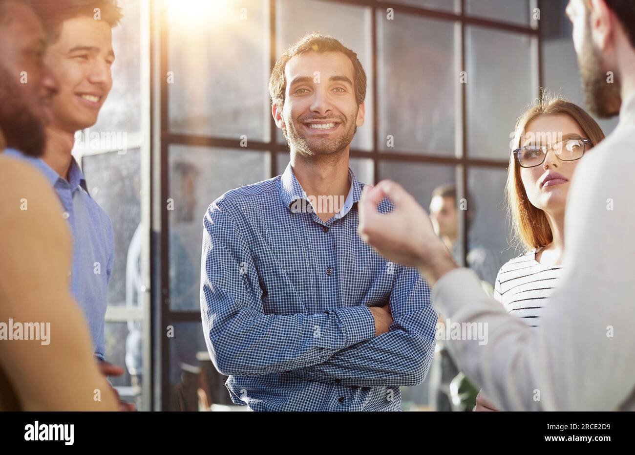 Business conversations of different people during an office walk. business concept Stock Photo