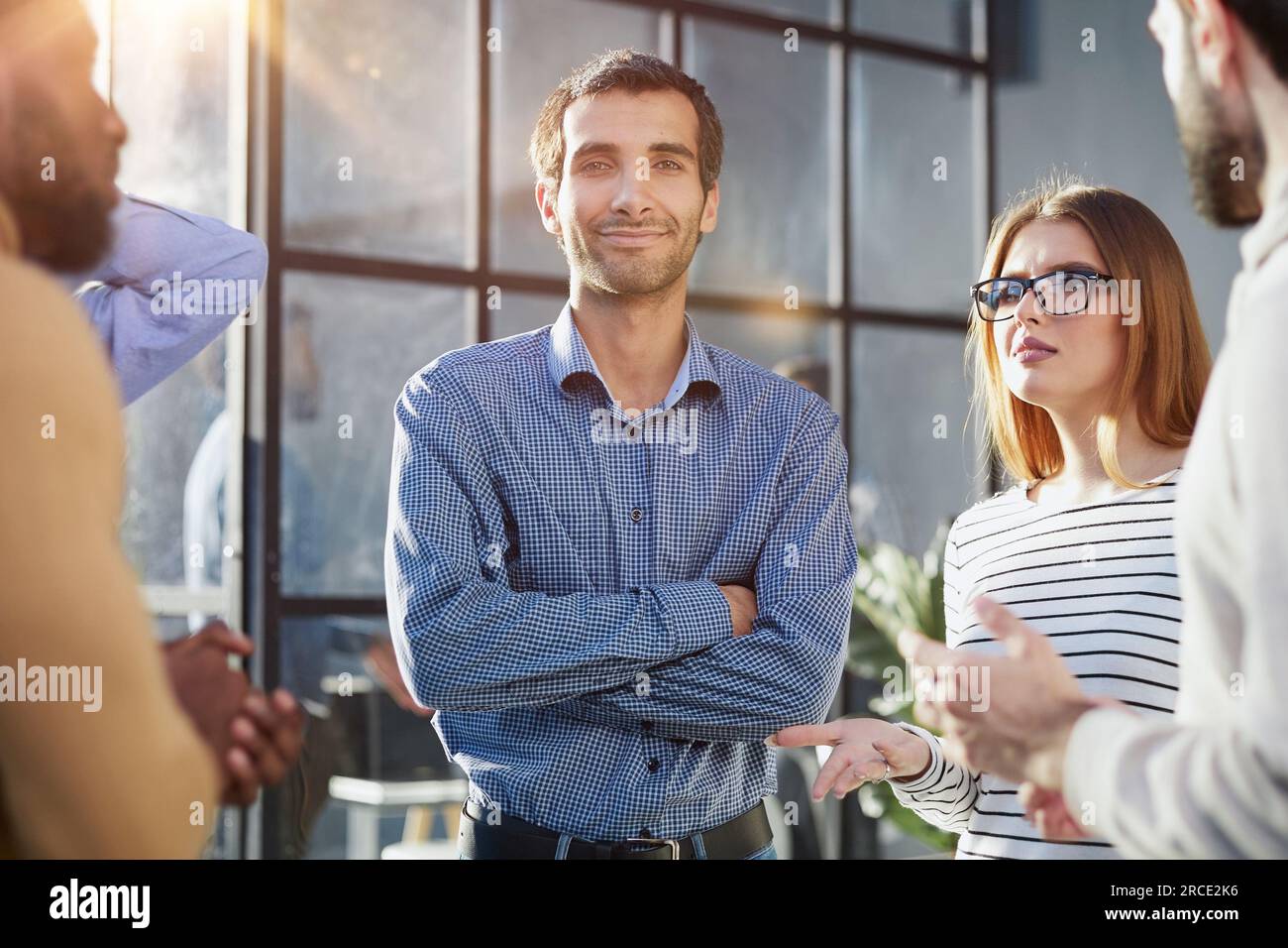Business conversations of different people during an office walk. business concept Stock Photo