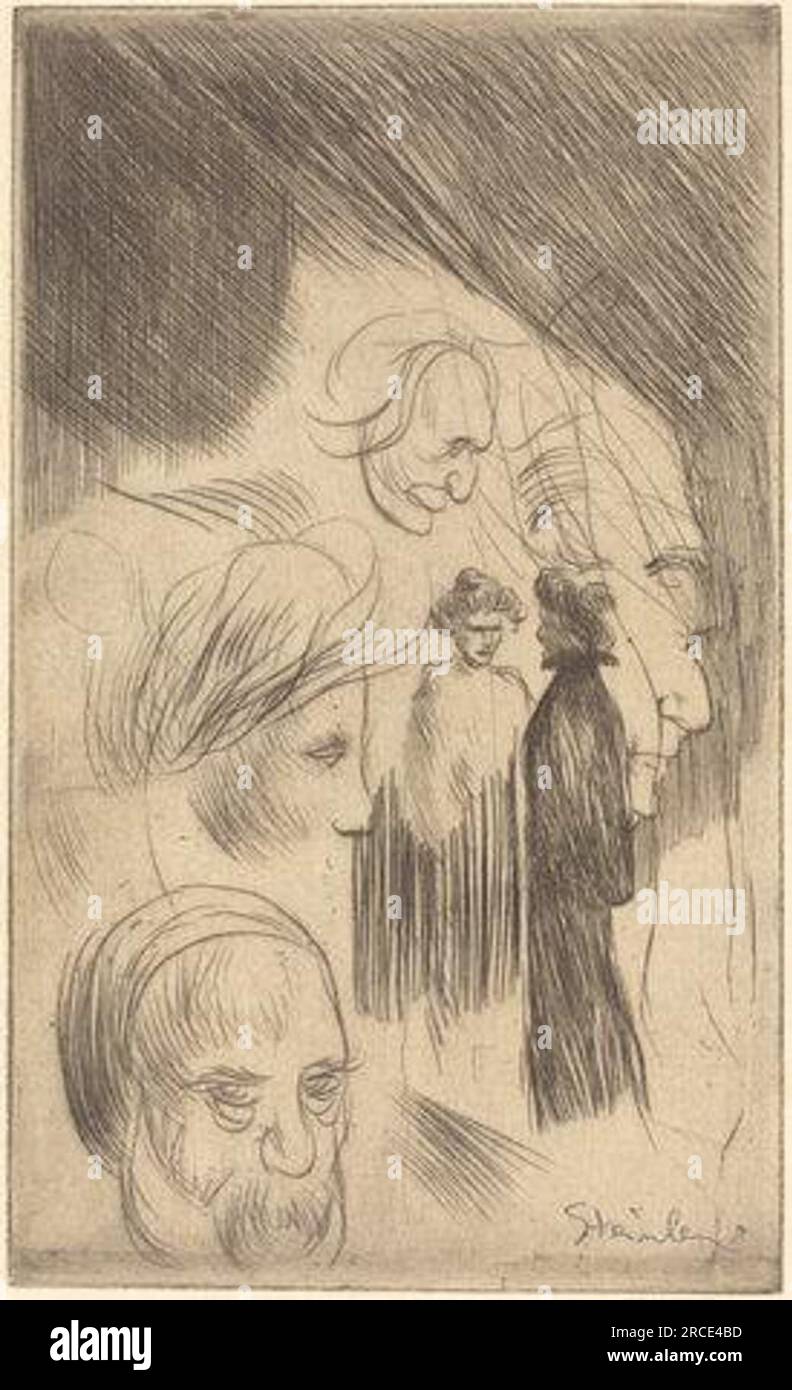 Lithographie Signée Steinlen Croquis Poilus 14-18 - Tirage Limité 100 Ex, Format 56x38 Cm, Ancienne Collection