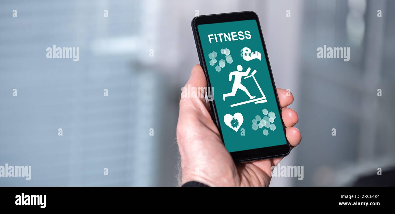 Smartphone screen displaying a fitness concept Stock Photo