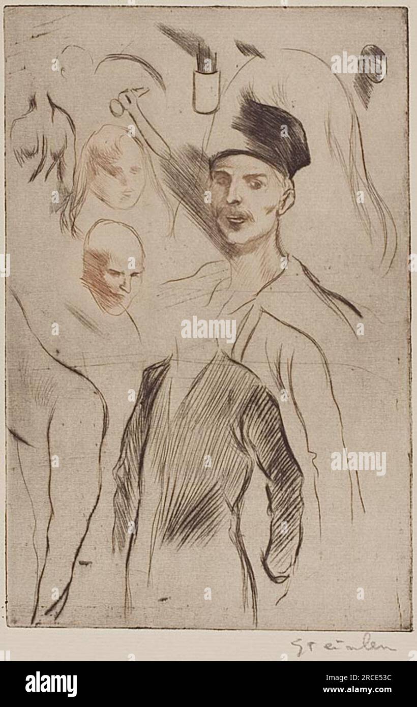 Planche de Croquis No 2 1898 by Theophile Steinlen Stock Photo - Alamy