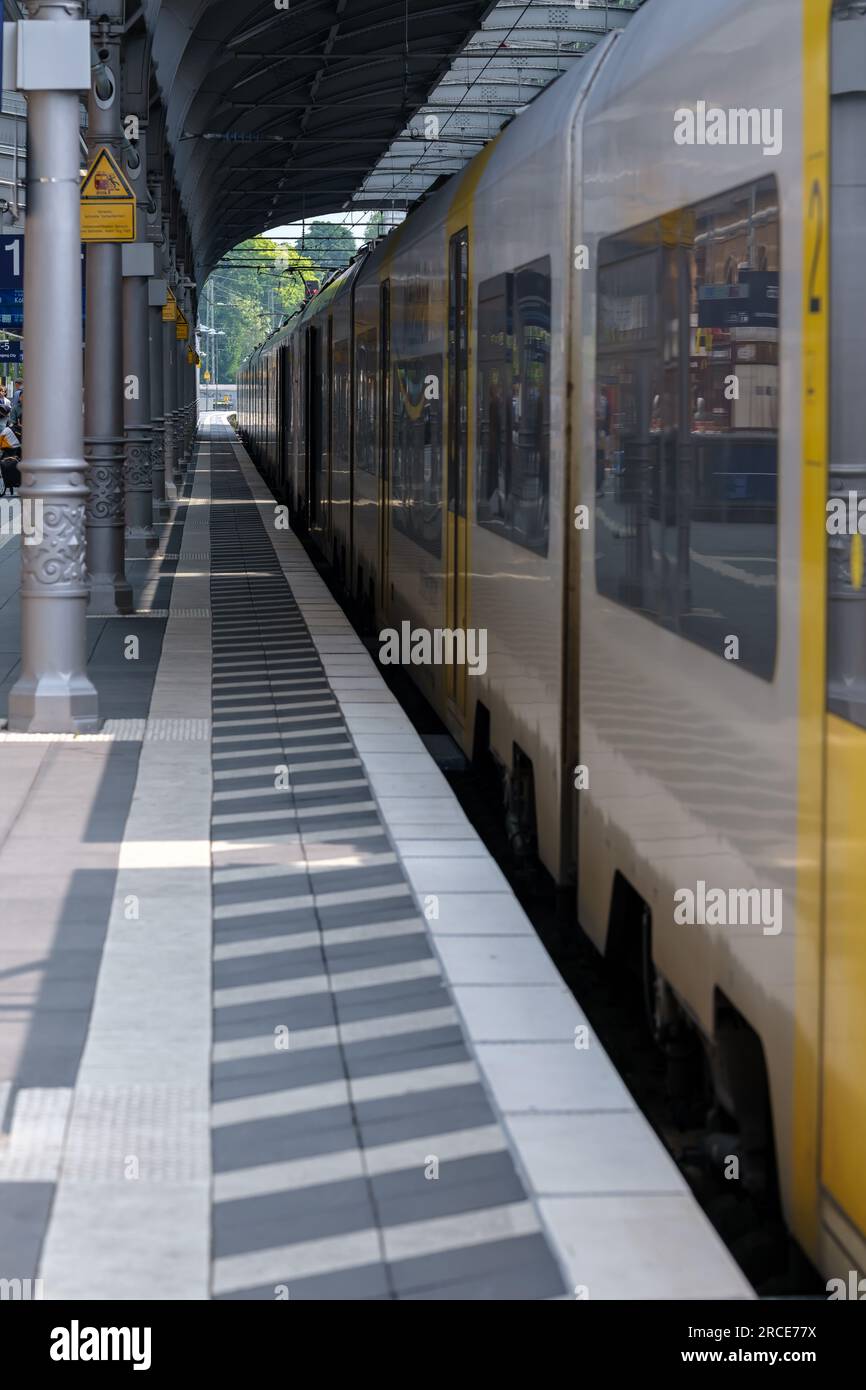 Bonn, Germany - May 22, 2023 : View of a train ready to leave the central station of Bonn Germany Stock Photo