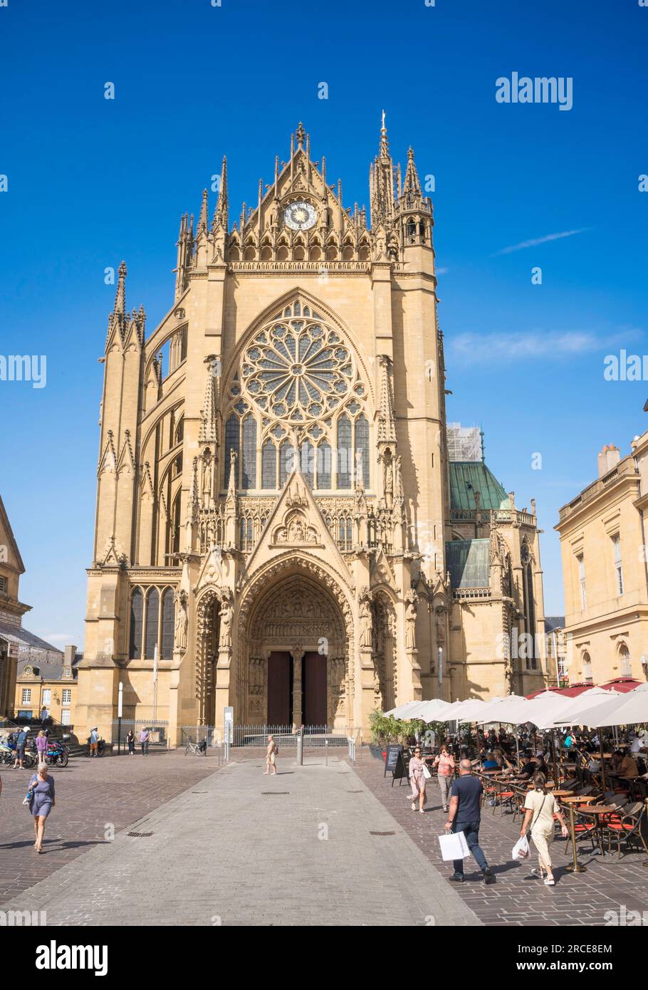 The west façade of Metz Cathedral of Saint Stephen,  France, Europe Stock Photo