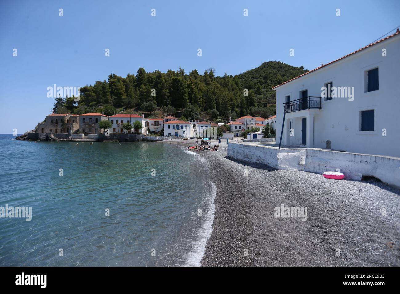 Kyparissi, a beautiful seaside village with traditional architecture at