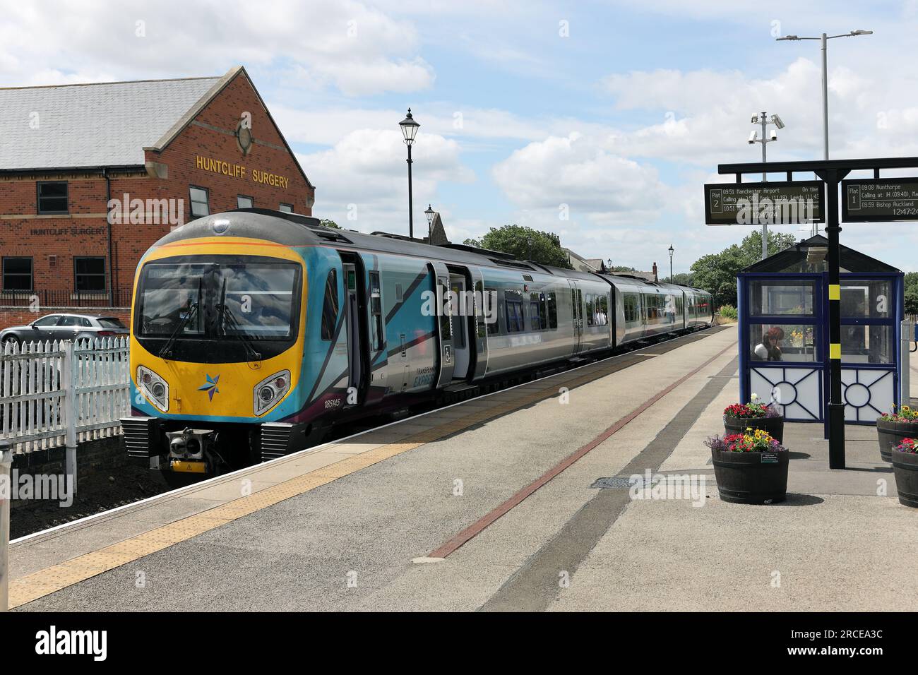 Saltburn Train Station with Train to Manchester Airport Waiting at the Platform, Saltburnbythe