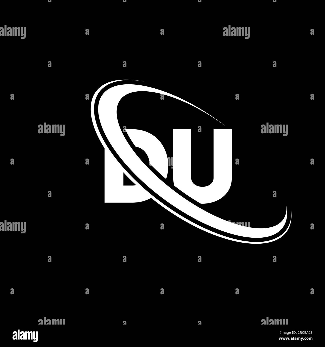 DU logo. D U design. White DU letter. DU/D U letter logo design. Initial letter DU linked circle uppercase monogram logo. Stock Vector