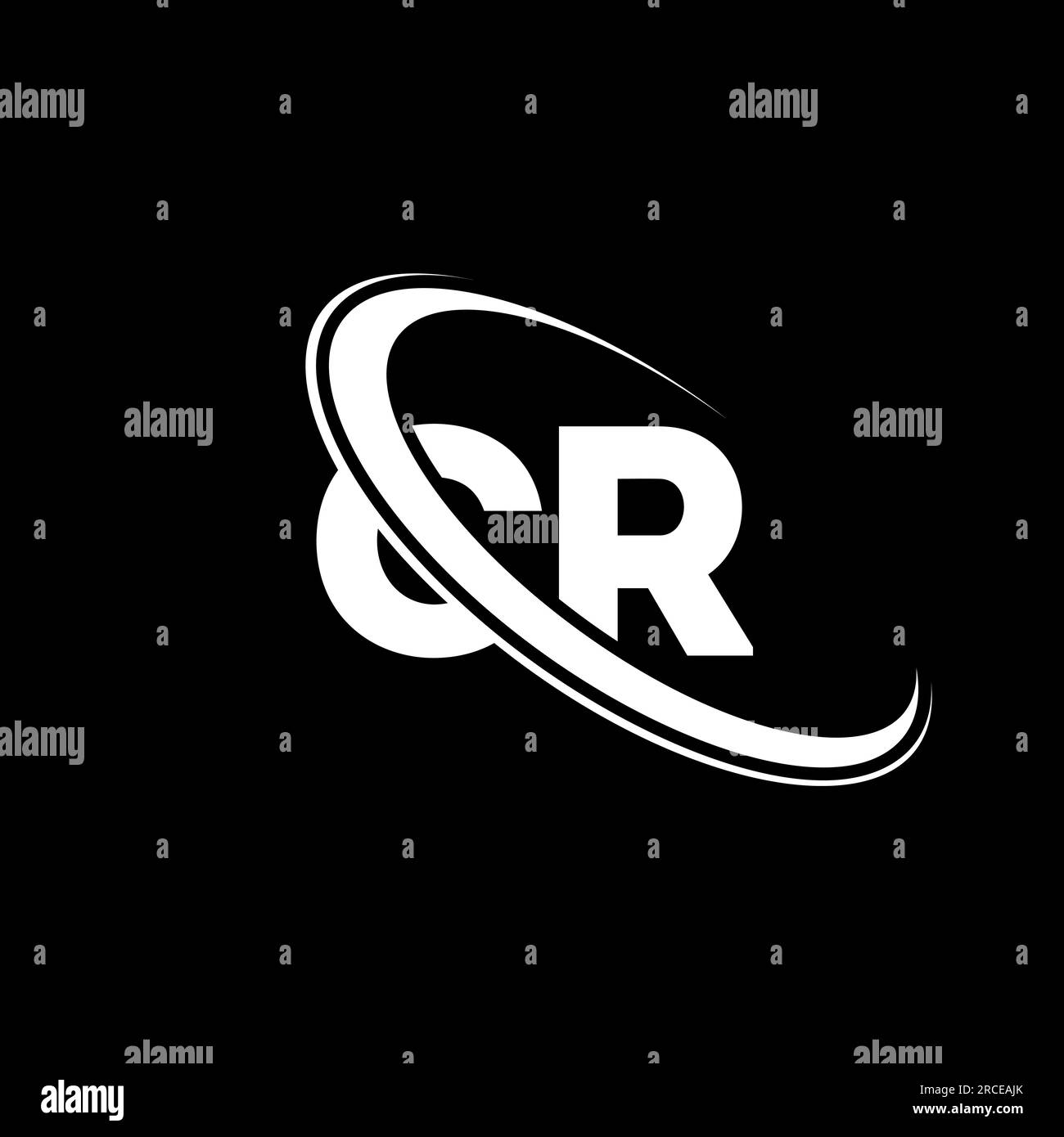 CR logo. C R design. White CR letter. CR/C R letter logo design. Initial letter CR linked circle uppercase monogram logo. Stock Vector