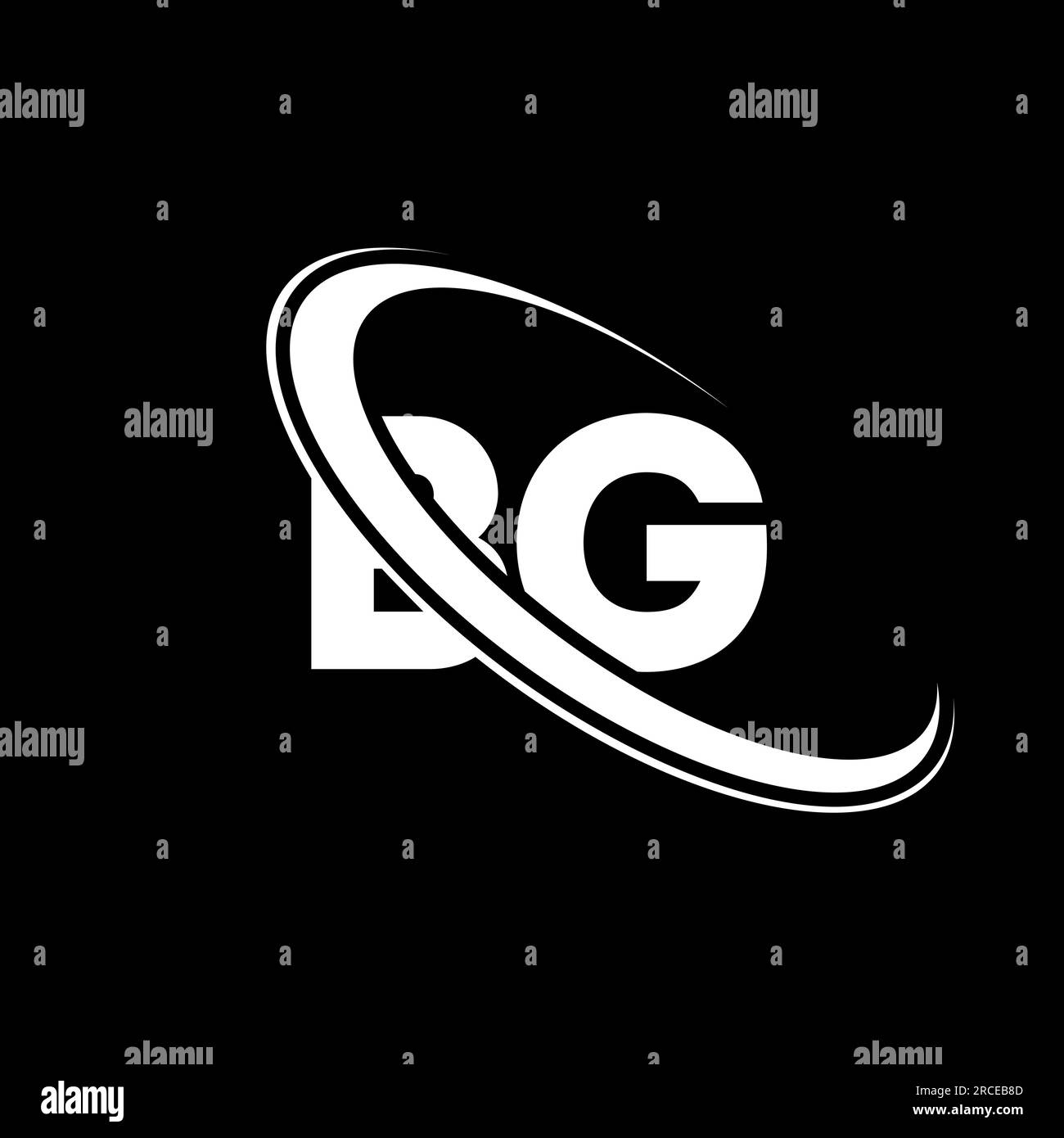 BG logo. B G design. White BG letter. BG/B G letter logo design. Initial letter BG linked circle uppercase monogram logo. Stock Vector