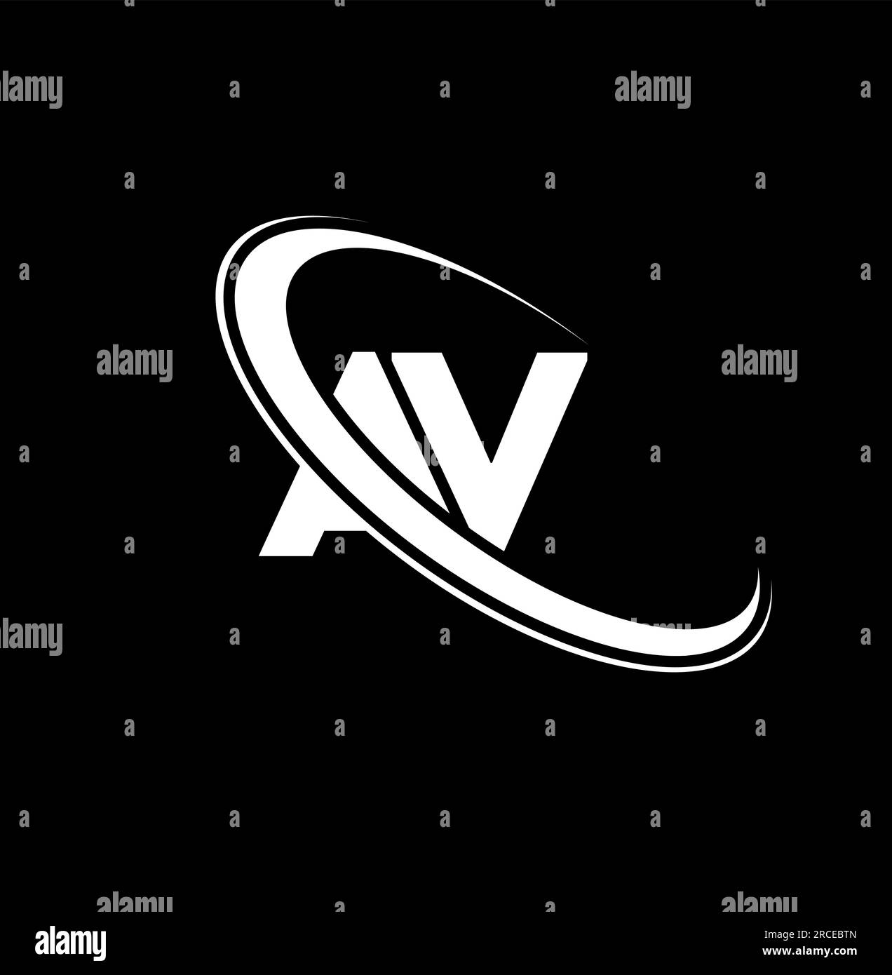 AV logo. A V design. White AV letter. AV/A V letter logo design. Initial letter AV linked circle uppercase monogram logo. Stock Vector