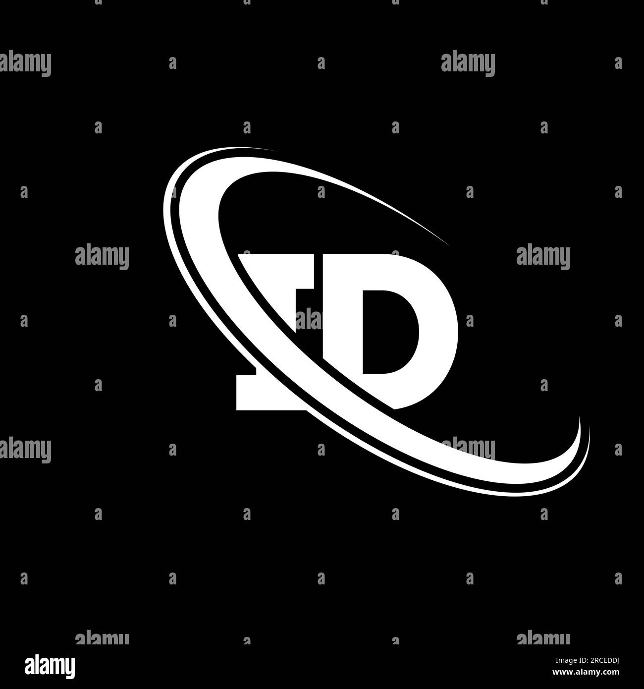 ID logo. I D design. White ID letter. ID/I D letter logo design. Initial letter ID linked circle uppercase monogram logo. Stock Vector