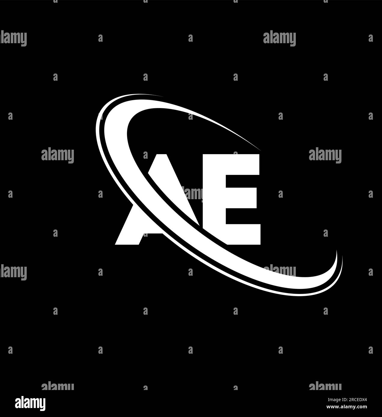 AE logo. A E design. White AE letter. AE/A E letter logo design. Initial letter AE linked circle uppercase monogram logo. Stock Vector