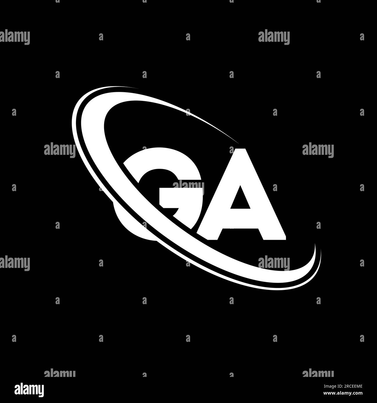 GA logo. G A design. White GA letter. GA/G A letter logo design. Initial letter GA linked circle uppercase monogram logo. Stock Vector